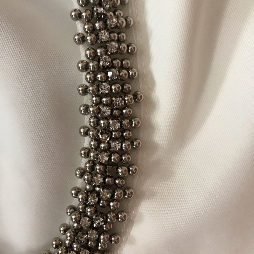Cream Backless Scoop Rhinestone Dress
